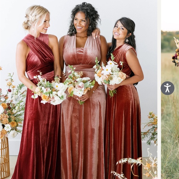 Revelry INDI BLUE COVERTIBLE VELVET BRIDESMAIDS DRESSES - Picture 4 of 5